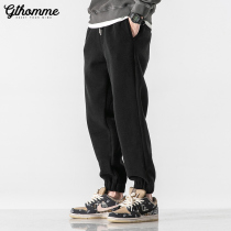 Autumn new mens sweatpants loose velvet trend corset foot pants closed Joker casual pants thickened