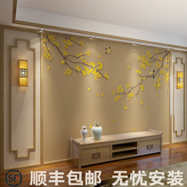 Chinese Wall cloth classical flower and bird wallpaper mural non-woven wallpaper decoration living room study bedroom TV background wall