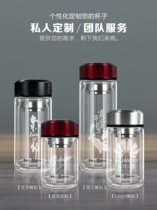 Mini small capacity double-layer glass portable teacup mens water cup small 150ml free lettering customization