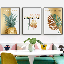 Restaurant decoration painting modern minimalist dining room background wall painting pineapple meal side wall painting Nordic hanging painting Crystal porcelain painting