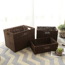 Pastoral storage box basket box storage box straw woven rattan cosmetics snacks toy clothing finishing basket