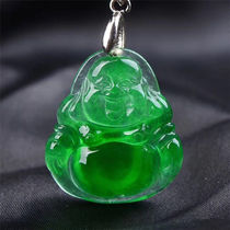 Qingdae 1 Yuan to shoot natural ice seed emerald Ruyi Buddha Gong pendant jade Millerver pendant necklace woman
