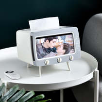 Ins with cute TV tissue box mobile phone bracket storage box desktop ornaments non-punch-free paper box