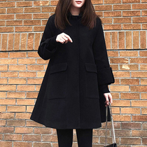 Sandro Fashiong black double-sided cashmere coat women 2021 autumn and winter new small man woolen coat