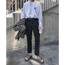 CCJE pants mens spring and autumn hanging casual trousers slim fit nine-point trousers Korean version of black straight suit pants tide