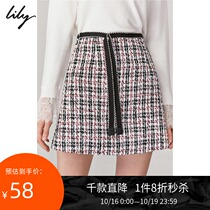 Lily autumn new womens fashion temperament Plaid slim pencil skirt skirt commuter skirt 6916WA