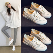 Leather white shoes 2020 new womens shoes spring and summer wild leisure sports Daddy ins tide flat shoes