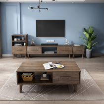 Nordic simple modern solid wood TV cabinet tea table combination small apartment furniture bedroom TV cabinet