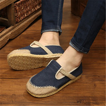 Dali linen shoes ethnic wind straw woven shoes retro cotton linen handmade straw shoes Yunnan literature and art Fan Xia couple shoes Monk shoes