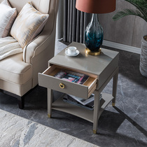 Light luxury solid wood square corner several multi-functional living room storage sofa side table coffee table American bedside cabinet complete