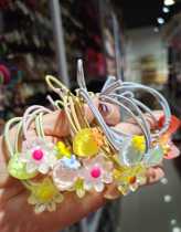 Korean version of the new green swing piece Small daisy head rope leather gluten strawberry hair ring double stock and solid zhair head decoration hair accessories