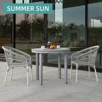 Nordic Rattan Briefs Casual Balcony Table and chairs Combined designer Villa Courtyard Garden Casual Chair Rope choreographic table and chairs