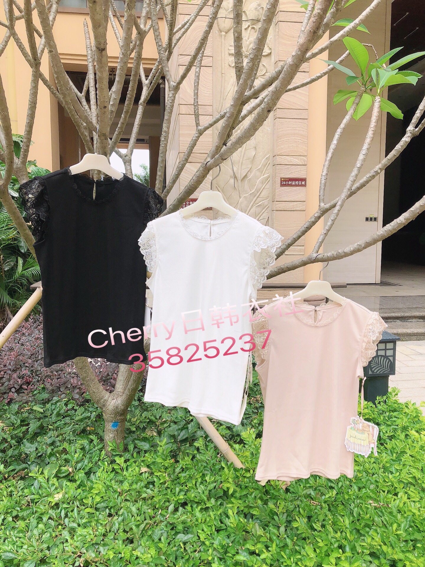 日本制franche lippee设计师品牌yukiemon气质双层蕾丝袖T恤上衣