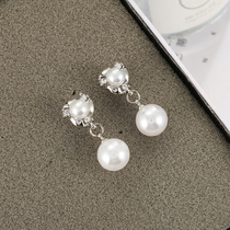 Ear Clip Woman South Korea Star Style 925 Pure Silver Double Pearl Earrings Fashion Ear Ornaments Anti Allergy 100 Hitch Earrings Woman