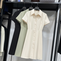 MRMW single-breasted dress female 2021 summer design sense niche polo collar temperament waist slim shirt skirt
