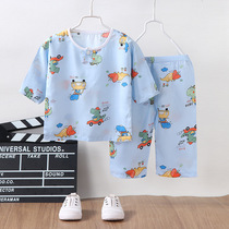 Childrens cotton silk suit Summer 2022 new men and women 70% children 70% sleeves Sleeping Clothes Home Conserved Air Conditioning Dress