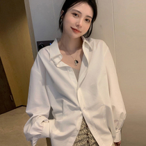 White shirt female design sense niche spring 2021 new fashion Western style loose all-match shirt temperament top trend