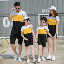 South Korean pro-child clothes 2022 Summer family of four families Fashion Casual Pure Cotton Short Sleeve T-Shirt Mother Women Suit
