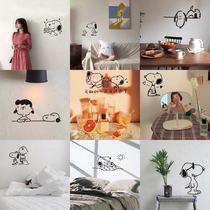 ins wall sticker cartoon cute Snoopy text sticker student dormitory girl heart room bedroom decoration makeover