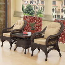 Rattan chair Three-piece outdoor table and chair Courtyard garden rattan art outdoor balcony Leisure backrest Rattan woven coffee table Single chair