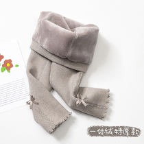  Girls plus velvet leggings thickened winter wear foreign style one-piece extra thick childrens pants medium and large childrens warm cotton pants