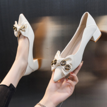 High heel shoes Children ins Chains 100 hitch a little crowd 2022 new summer summer summer summer style rough heel pointed spring and autumn single shoes