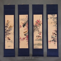 New antique antique calligraphy and painting civet cat drama Hui quadruple scroll painting hand-painted four screens a set of middle Hall decoration hanging paintings