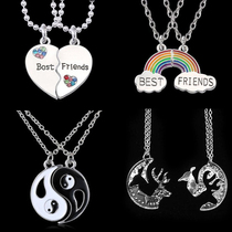 Male and female students sisters girlfriends friendship rainbow splicing couple necklaces a pair of cheap birthday gifts two models