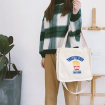 Original student oblique canvas bag with small bag zipper shopping bag custom pattern portable letter canvas bag ins
