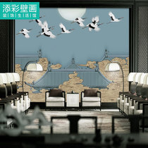 National tide auspicious cloud Ruihe picture wall wallpaper hotel lobby box high-end retro high-definition large mural wall cloth wall cloth