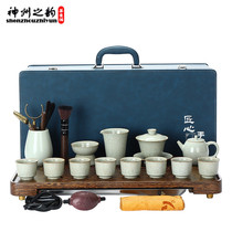 High-grade Kung Fu tea Ruyao office household tea set Open piece can raise teapot Teacup gift box