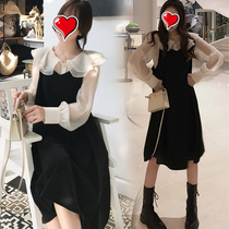Maternity autumn suit 2021 new doll collar shirt plus size strap dress long two piece autumn