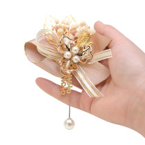 Wedding simulation flower flower brooch wedding accessories Groom Bride wedding corsage imitation pearl shell flower corsage brooch