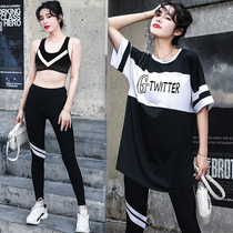 New spring and summer loose size fitness clothes womens three-piece running yoga quick clothes gym sports set women