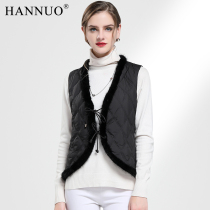 Han Nuo 2021 Winter New down vest womens short mink hair inside light and thin warm slim goose down vest