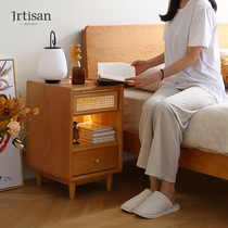 Jinhuan Nordic Bed Cabinet Solid Wood Bedroom with Light Storage Little Cabinet