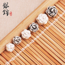 925 sterling silver DIY accessories Four-leaf clover beads handmade string beads loose beads Red rope bracelet woven necklace Silver jewelry