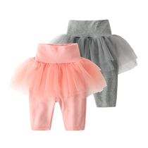 Female baby pants skirt 0-1-3-year-old fluffy skirt mesh yarn girl with underpants spring spring high waist and belted pants cotton