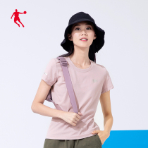 Jordan womens short sleeve T-shirt 2021 summer new slim running fitness short sleeve sports round neck solid color T-shirt women