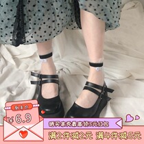 Summer new ultra-thin glass silk Crystal socks sweet lace wooden ear side silver silk decorative socks Lolita