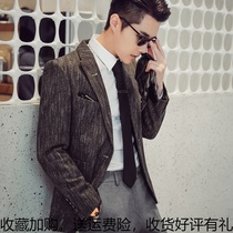 Autumn and winter casual suit mens jacket youth Han Joan slim slim wool woolen small suit top single