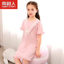 South Pole Children girl girl pure cotton sleeping dress short sleeve pyjamas CUHK Girl princess Home Home Clothing Summer Thin Dress