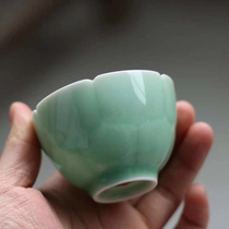 Longquan Celadon lotus petal Kwai mouth cup Individual cup Tea cup Tea cup Master cup Single