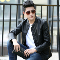 Leather mens 2022 autumn new Korean version of the all-match slim-fit plus velvet mens jacket jacket mature and stable