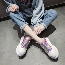 European station 2021 New Net red bag head half slippers female Joker leisure autumn wear thick soled loafer shoes