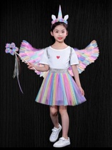 Glowing feather wings Halloween childrens clothing props colorful angel cos clothing little girl princess gift