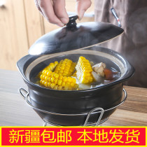 Xinjiang kitchen stainless steel round pot padded pot rack storage rack storage rack heat insulation anti-scalding pot