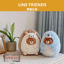 Korean LINE FRIENDS seal hedgehog brown bear doll sea lion genuine plush toy doll