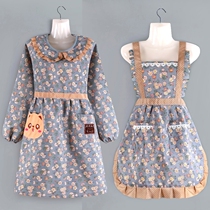 Korean version of the long-sleeved apron female young beautiful home kitchen cooking adult overcoat wear-resistant dirty work clothes