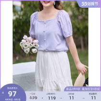 MSShe big code womens dress 2022 new summer dress fat mm blouse sexy and generous with bubble sleeves short shirt